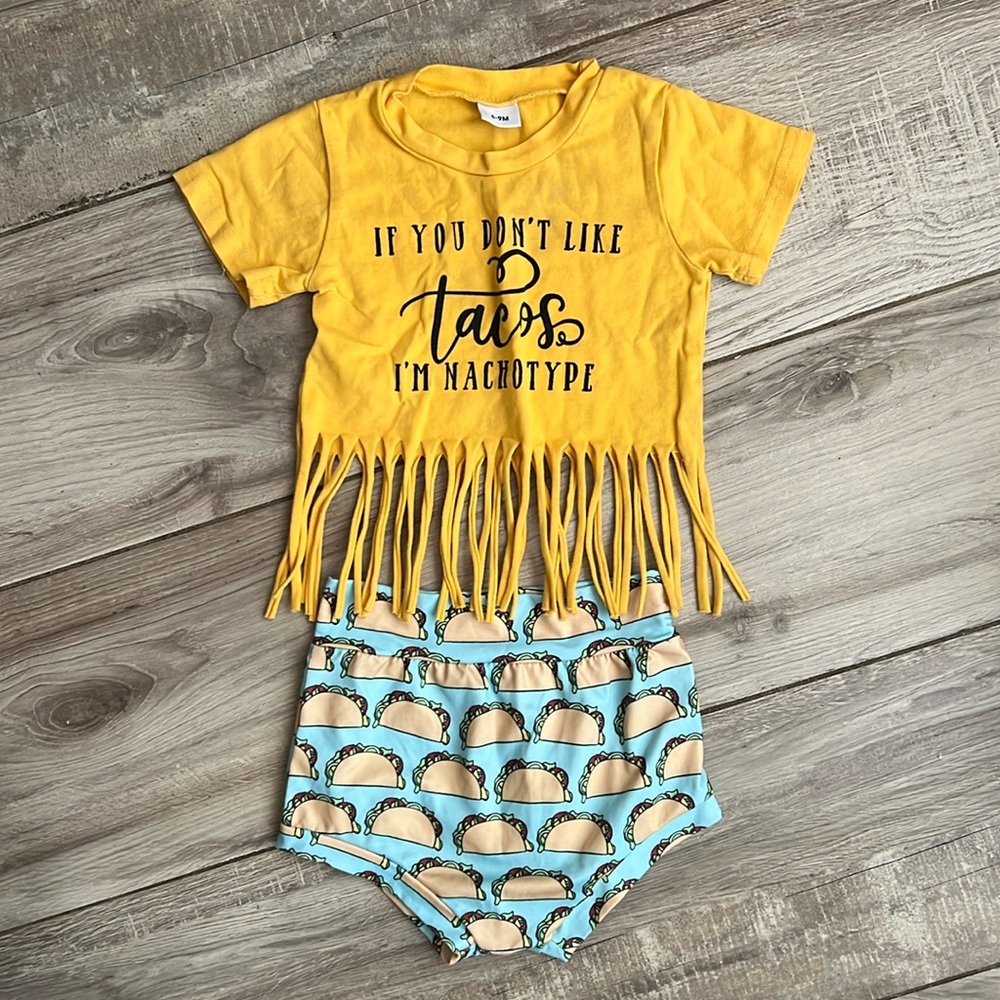 Baby girl 6-9m set “If you don’t like tacos 🌮 I’m nacho type”